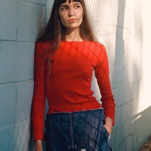 Women's Red Long Sleeve Top